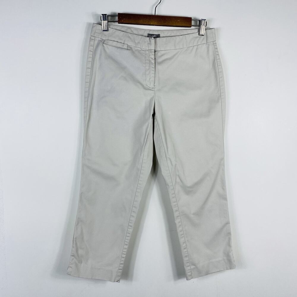 J. Jill Size 6 Cotton Stretch Cropped Pants Tan Casual Career Work Everyday